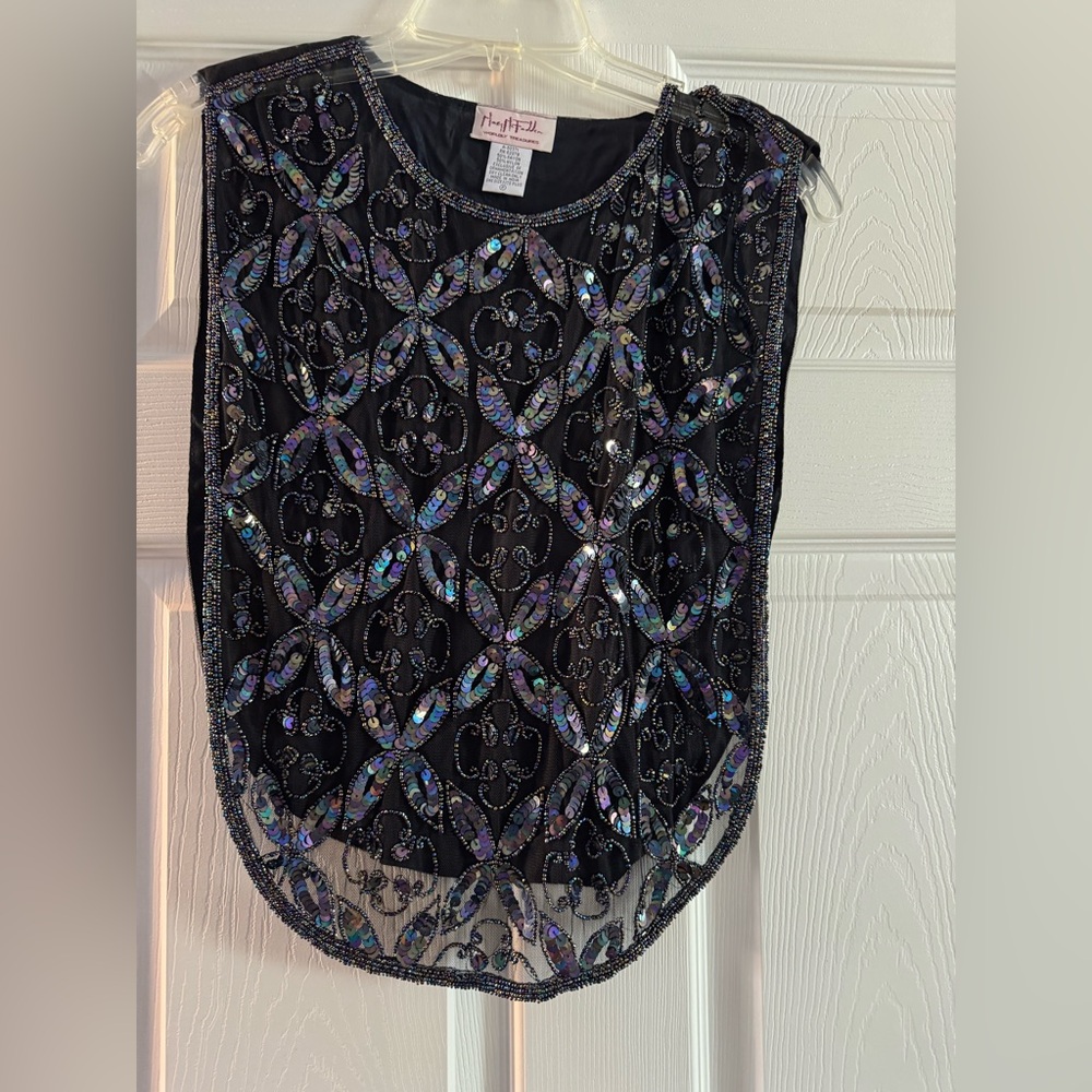Vintage Mary McFadden Black Beaded and Sequins Dickie - Never Worn